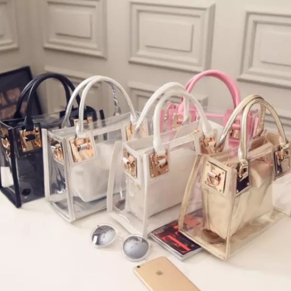 Pink 2 in 1 Clear PVC Bag w/ Makeup Pouch - Picture 8 of 12